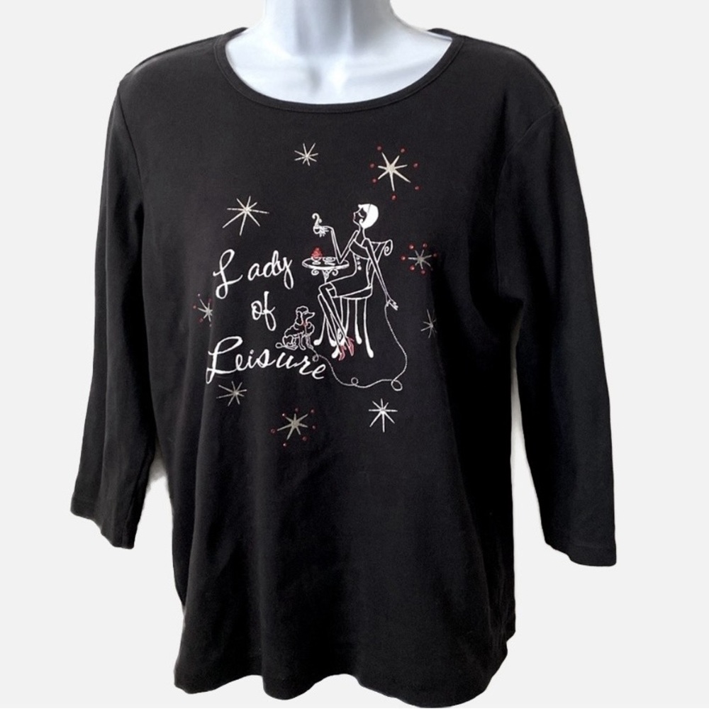 Nicole Miller, “Lady of Leisure” Top, 3/4 Sleeve
